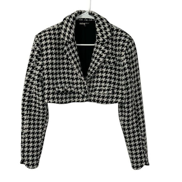 For Love and Lemons Black & White Cropped Houndstooth Jacket(Size Medium) - Picture 2 of 12